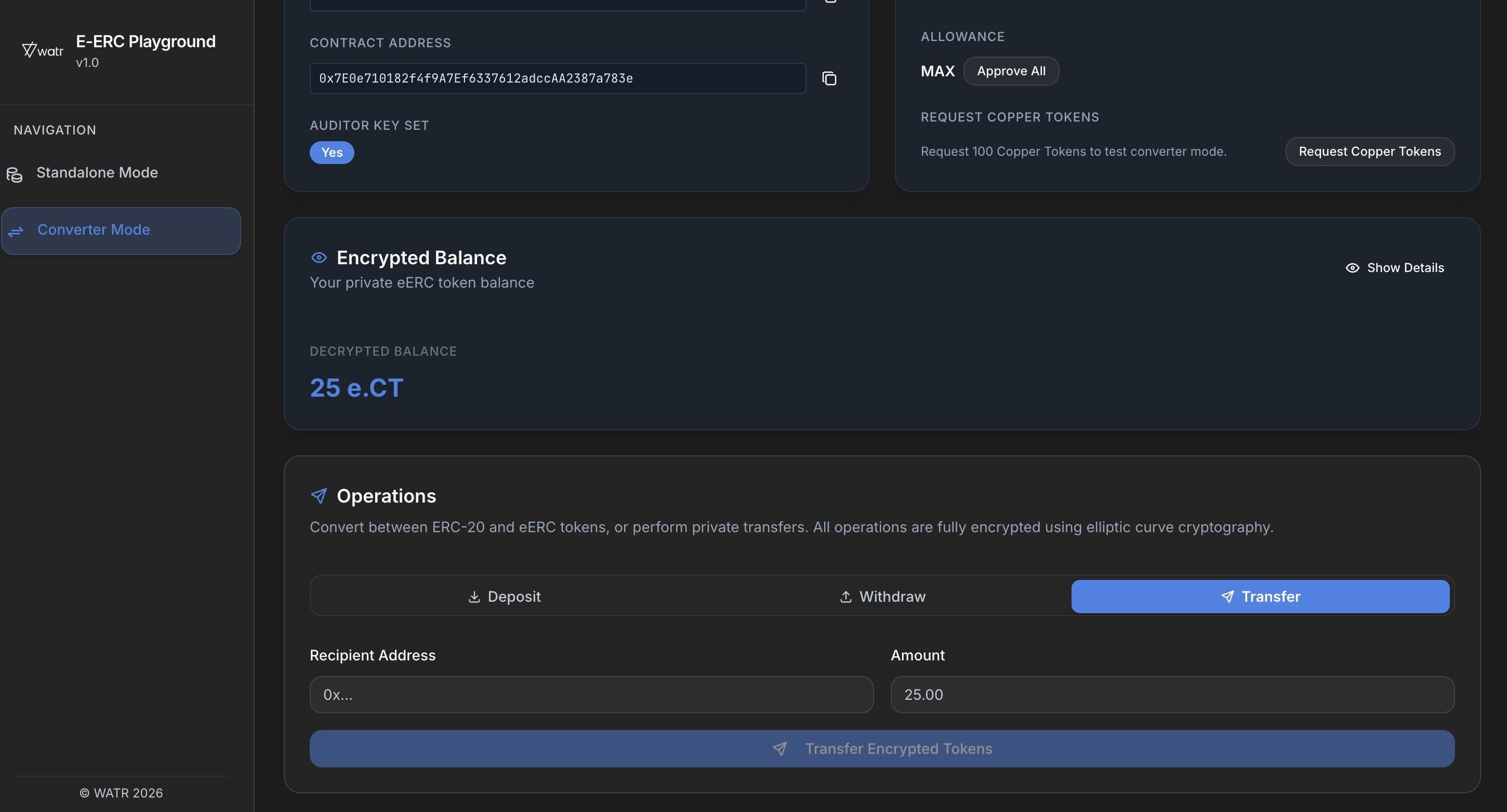 Transfer Encrypted Tokens